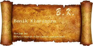 Benik Klarissza névjegykártya